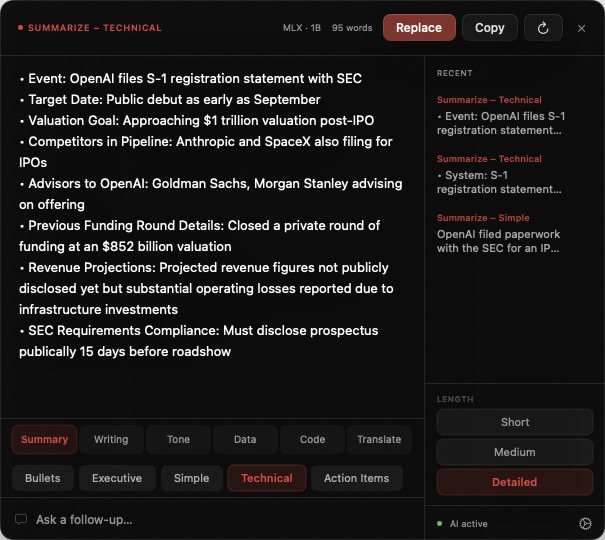 Omnili technical summary feature
